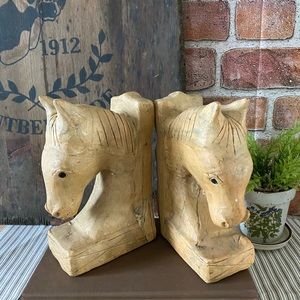 🐴Pair of Rustic Horse Head Bookends 📚